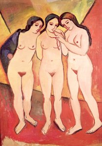 Three Naked Girls (Red and Orange)